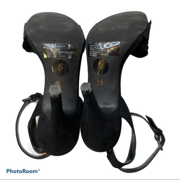 Worthington Black Ruffle Ankle Strap Heels Size 6 - Picture 6 of 7